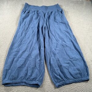 Nomad The Label Pants Women's XL Blue Aster Gauze Wide Leg Cropped Travel Baggy